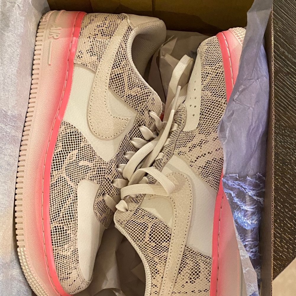 Nike Women's Sneakers with Pink and Cream Accents